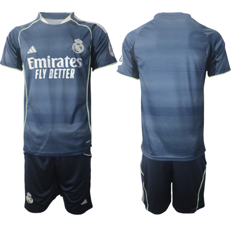 Men 2025-2026 Club Real Madrid away Blue Blank Soccer Jersey->real madrid jersey->Soccer Club Jersey